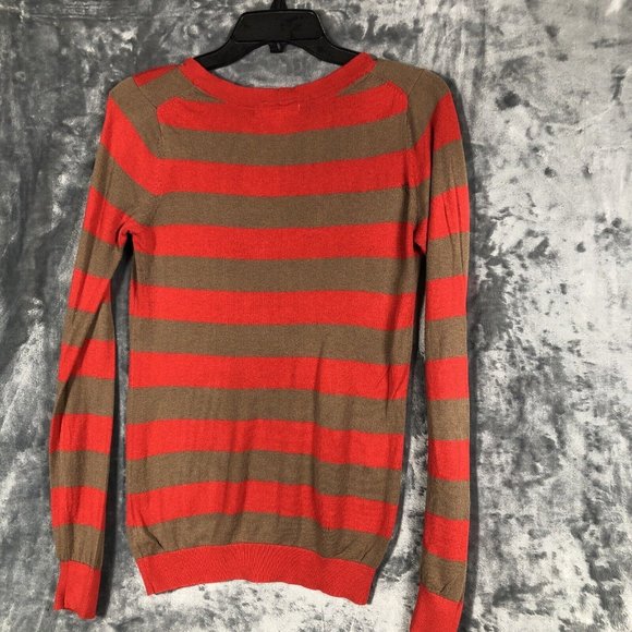 Forever Sweater Women’s Red Brown Striped Size Small Petite - Picture 13 of 15
